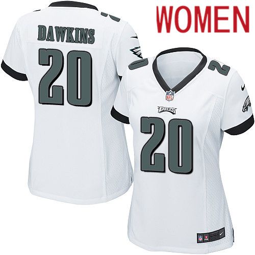 Women Philadelphia Eagles 20 Brian Dawkins Nike White Game NFL Jersey